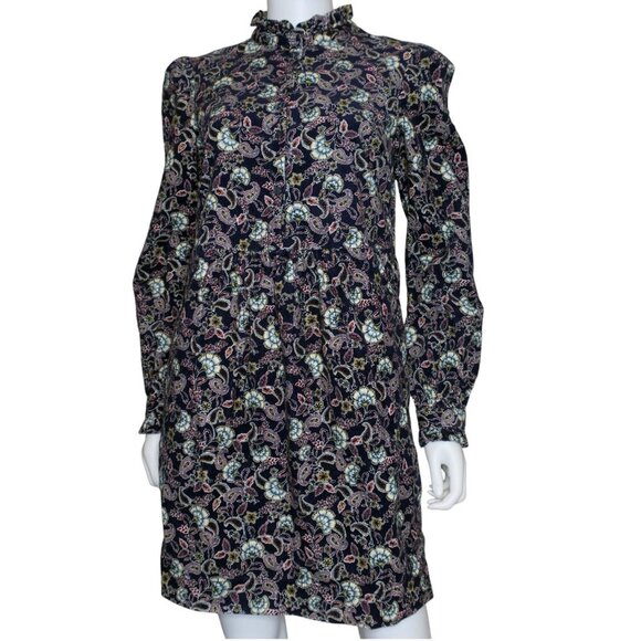 Boden Women's Dress Ruffle Stretch Corduroy Floral Paisley Pockets Prairie US 4R - Picture 1 of 7